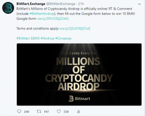 Millions of Cryptocandy Airdrop Twitter Giveaway