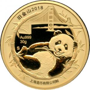 2018 San Francisco Panda Gold 30g Proof, Chinatown Dragon