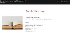 Attorney Profile Sarah E Cox on Solomonlawguild