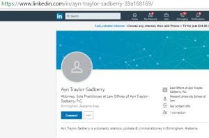 LinkedIn Profile of Attorney Ayn Traylor Sadberry